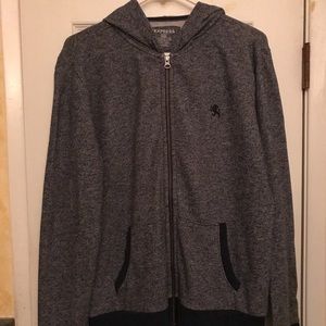 EXPRESS Gray Fleece Long Sleeve Front Zip Jacket